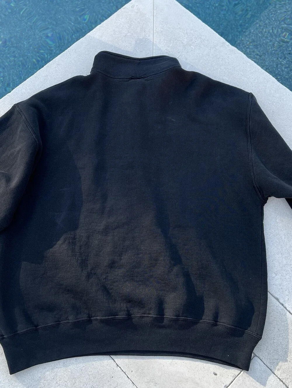 Vintage 90s Russell Athletic Mens Black 1/4 Zip Pullover Sweatshirt Large L